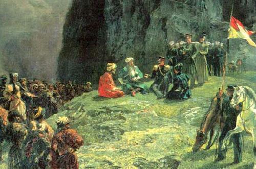 Grigory Gagarin The Meeting of General Kleke von Klegenau and Imam Shamil in 1837 by Gagarin oil painting image